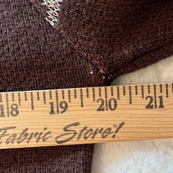 New! Western Metallic Cowboy Sweater Cropped Brown Size Small - Picture 6 of 9